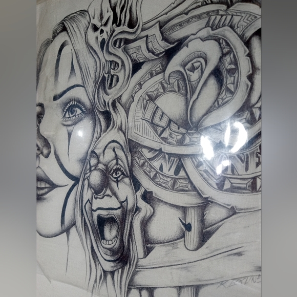 Prison art hanky "rose" 14" x 14" hanky drawn on with ink pen by Idaho i… - Picture 2 of 6